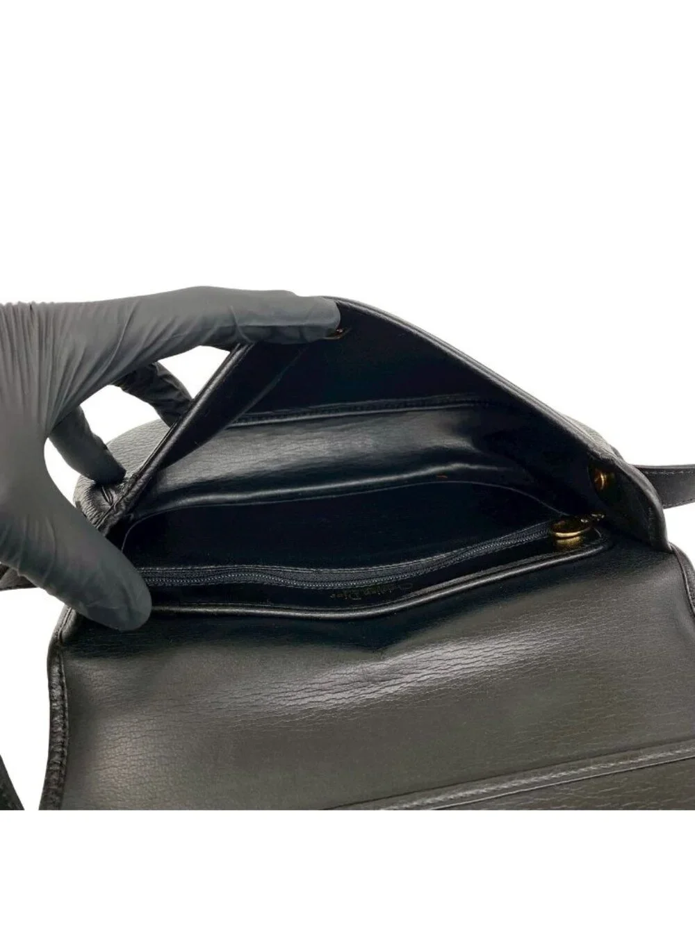 Dior Vintage CD Logo Leather Mini Shoulder Bag Crossbody Black